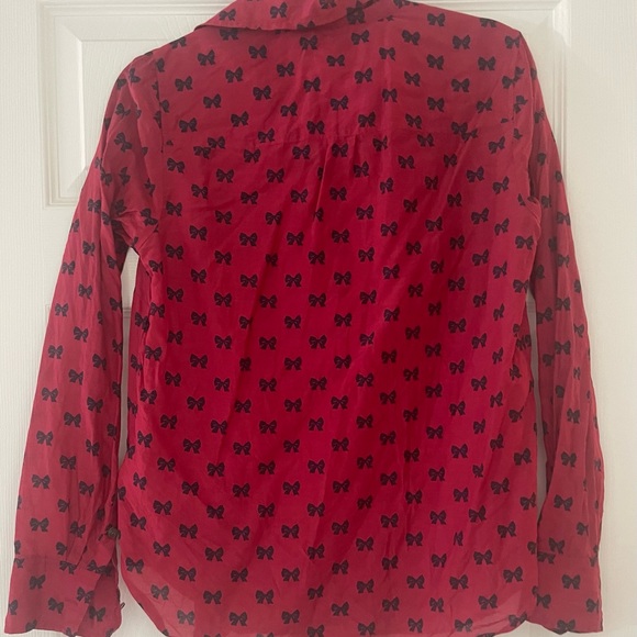 J.Crew Bow Print Half-Button Blouse - Picture 5 of 6